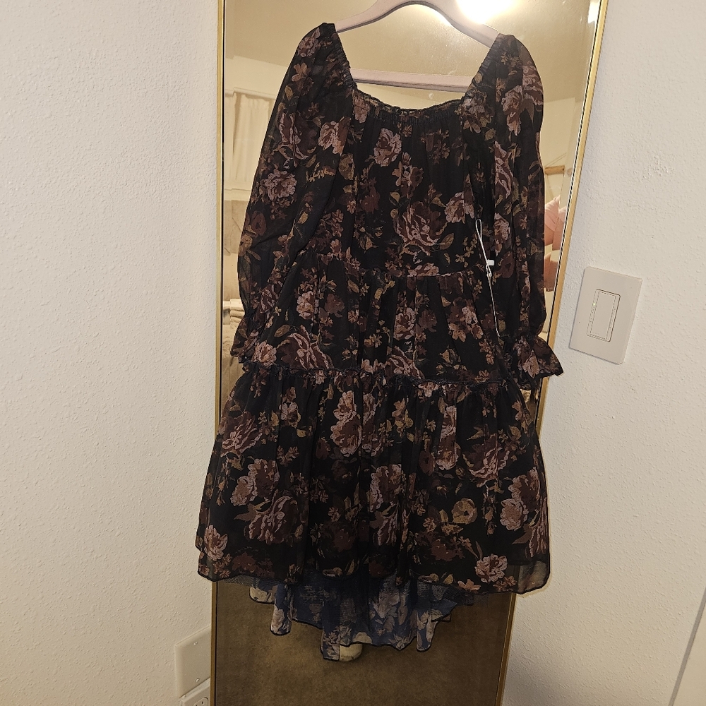 NWT | Joyfolie | Navy and Brown Floral Dress | 3-4T